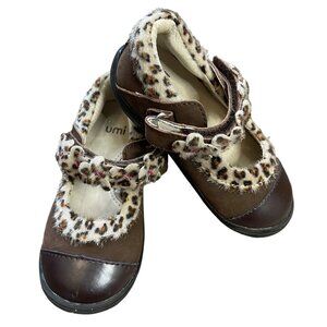 Umi Marnie Mary Jane Shoes Flats Leopard Print Faux Fur Girl's Baby‎ Size 6.5